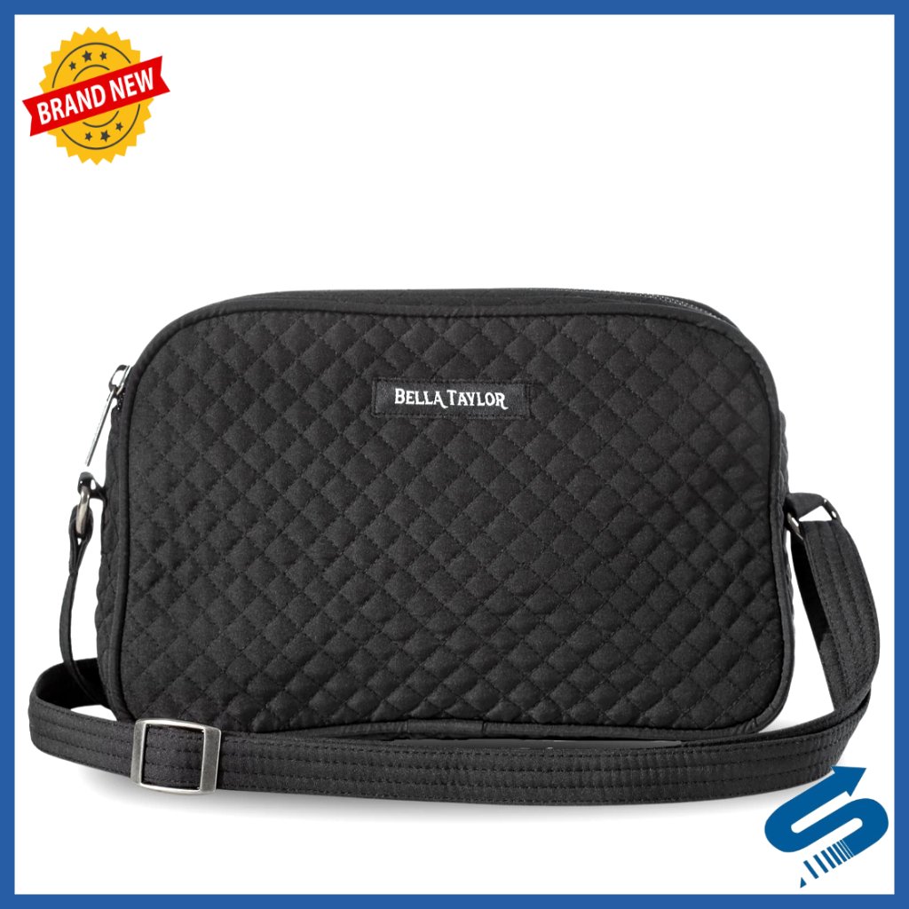 Small Quilted Crossbody Bag With Adjustable Strap, Three Pockets